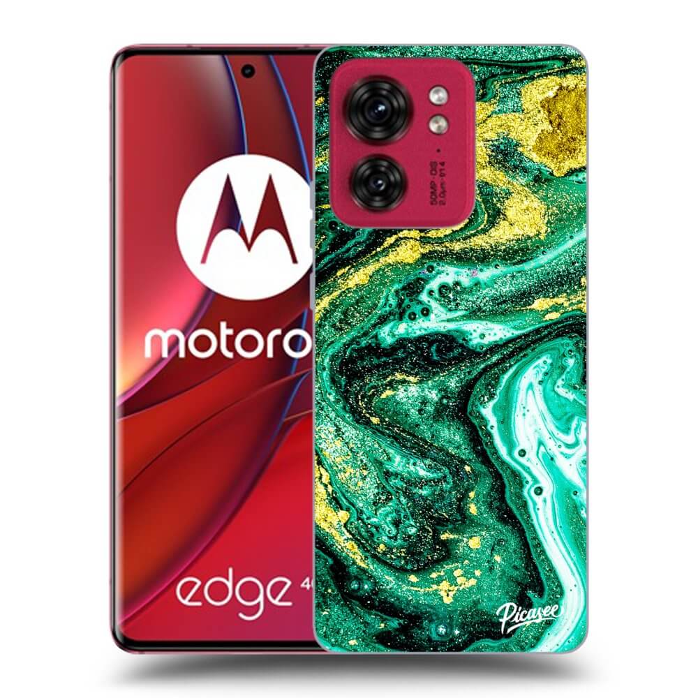 Motorola Edge 40 Hülle - Schwarzes Silikon - Green Gold