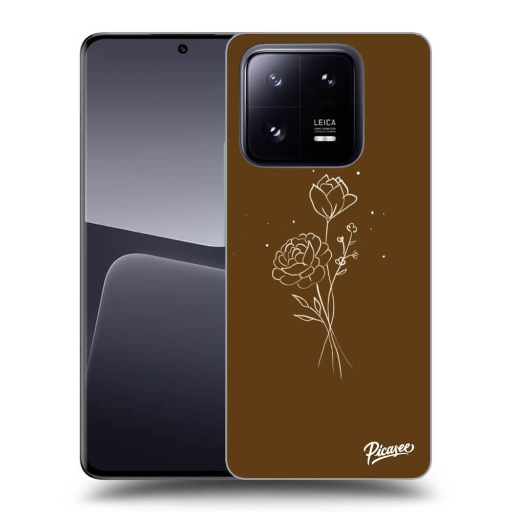 Xiaomi 14 Hülle - Transparentes Silikon - Brown Flowers