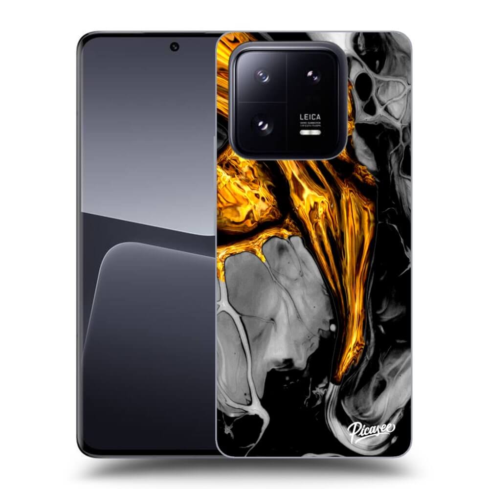 Xiaomi 14 Hülle - Schwarzes Silikon - Black Gold