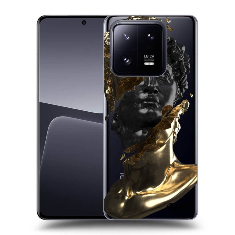 Xiaomi 14 Hülle - Transparentes Silikon - Gold - Black