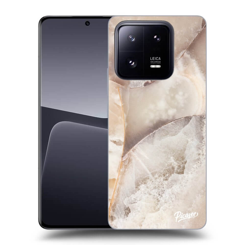 Xiaomi 14 Pro Hülle - Schwarzes Silikon - Cream Marble