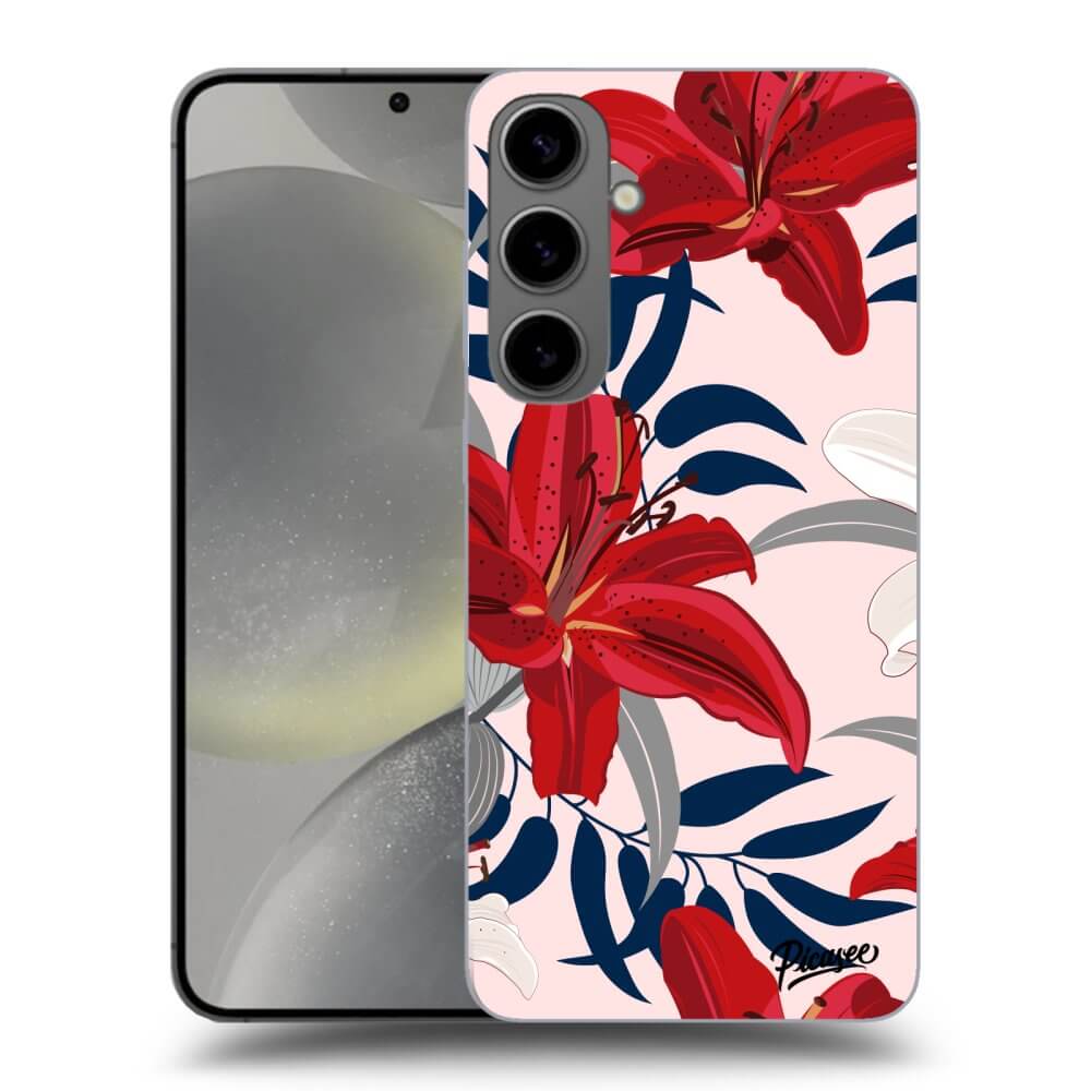 Samsung Galaxy S24+ S926B 5G Hülle - Schwarzes Silikon - Red Lily