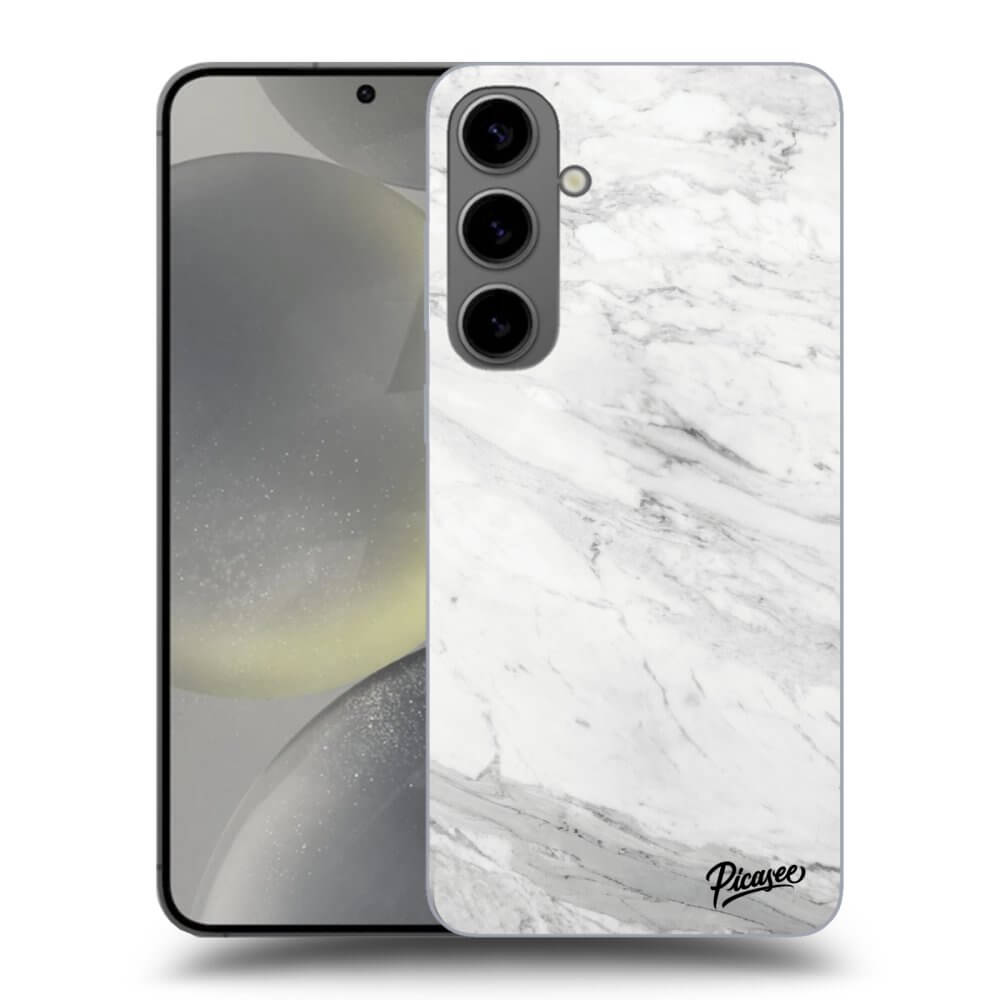 Samsung Galaxy S24+ S926B 5G Hülle - Schwarzes Silikon - White Marble