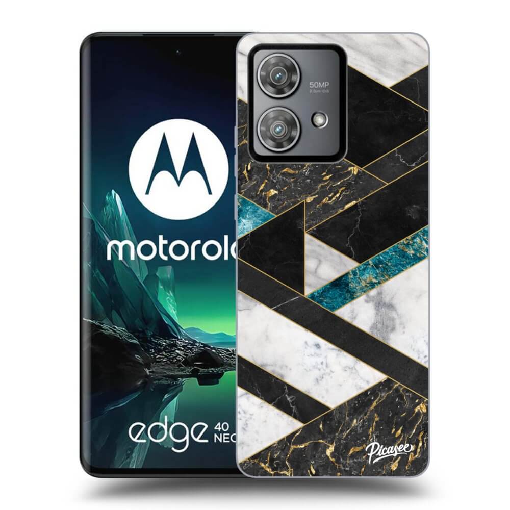 Motorola Edge 40 Neo Hülle - Transparentes Silikon - Dark Geometry