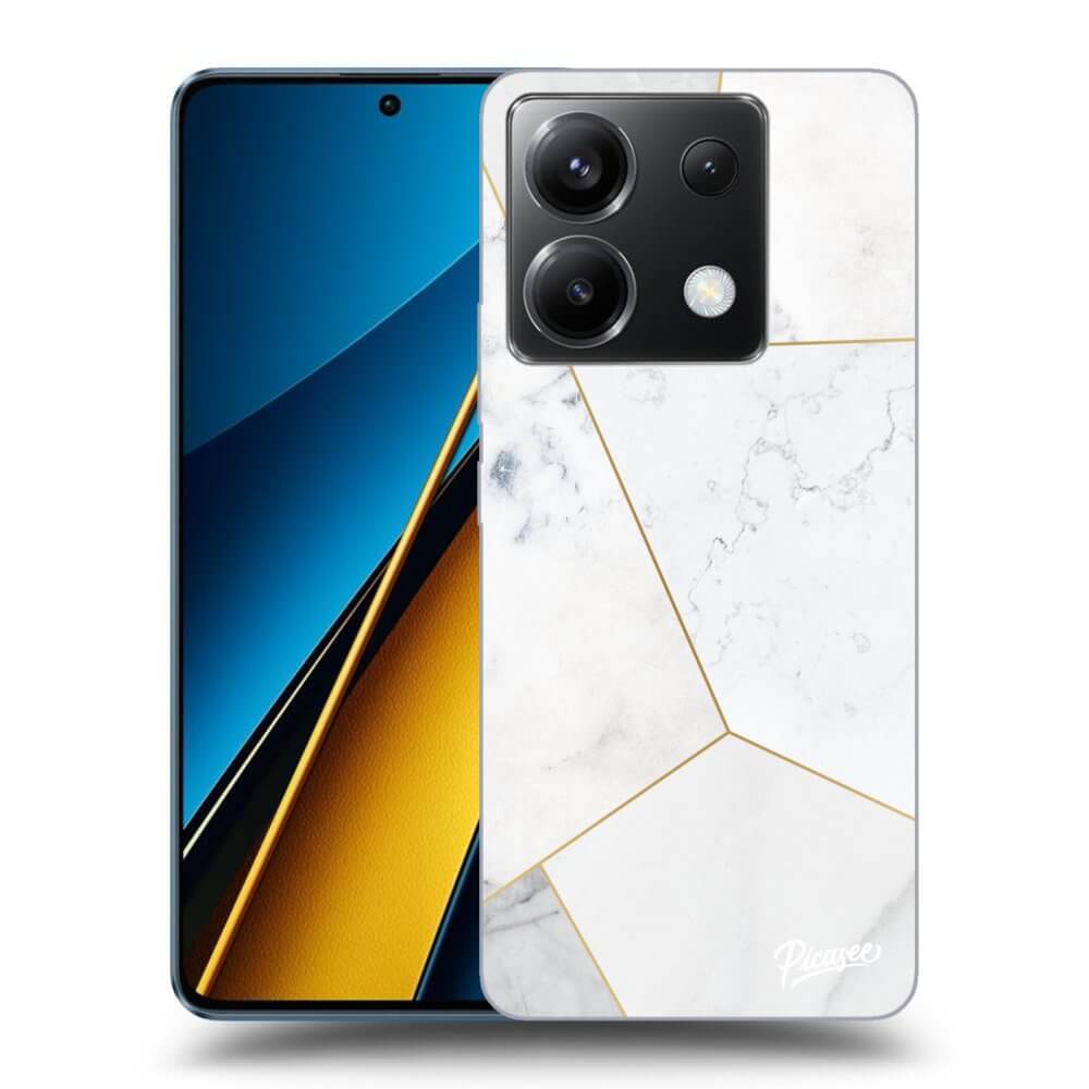 Xiaomi Poco X6 Hülle - Schwarzes Silikon - White Tile