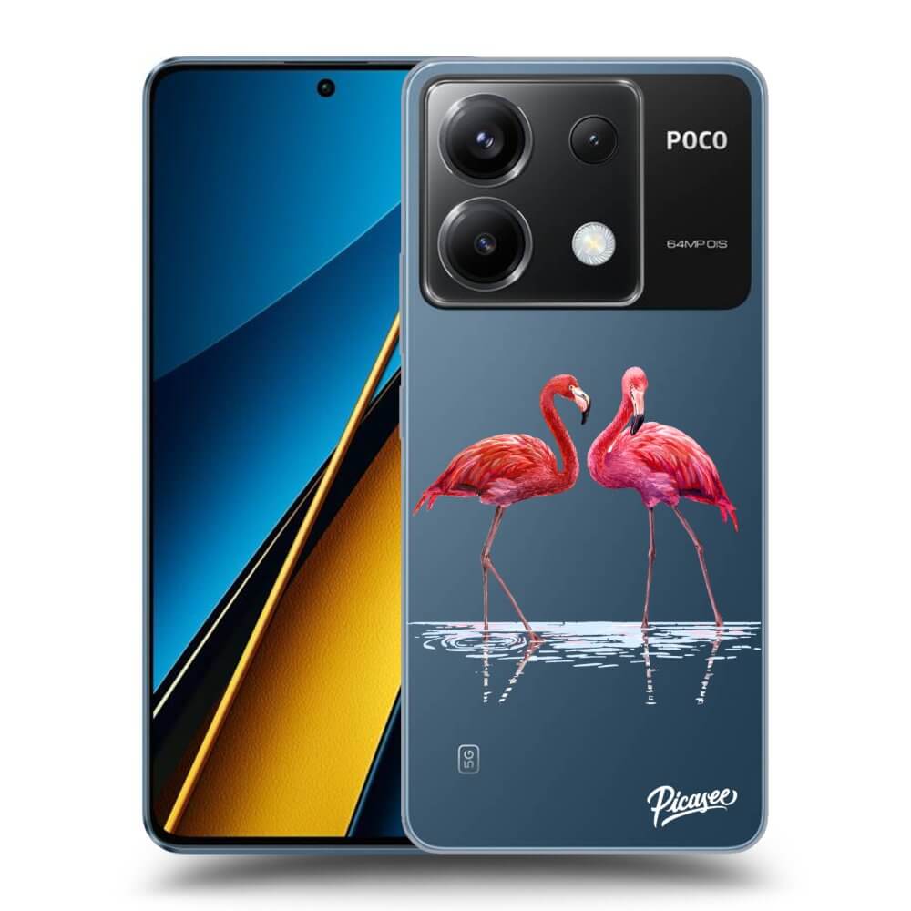 Xiaomi Poco X6 Hülle - Transparentes Silikon - Flamingos Zu Zweit