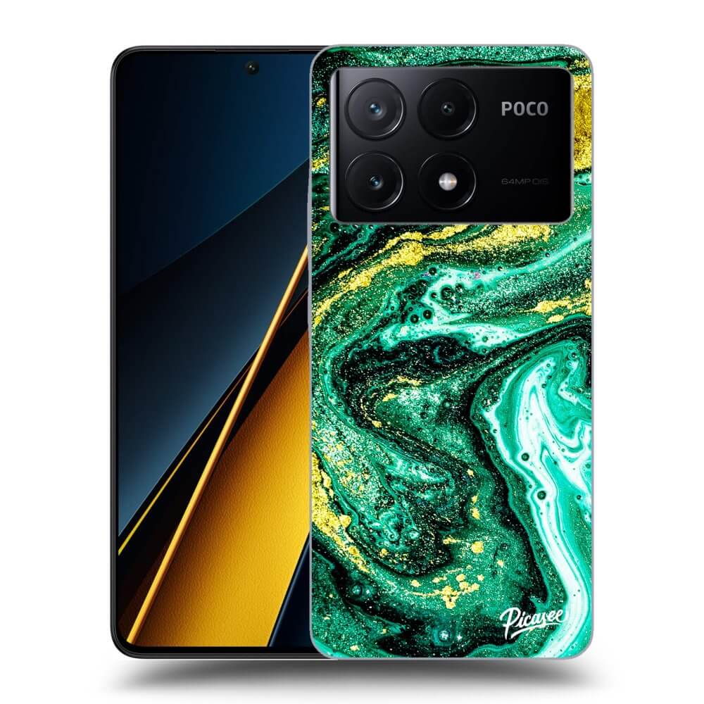 Xiaomi Poco X6 Pro Hülle - Transparentes Silikon - Green Gold