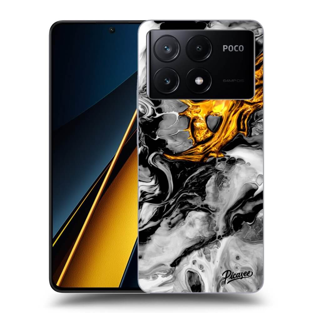 Xiaomi Poco X6 Pro Hülle - Transparentes Silikon - Black Gold 2