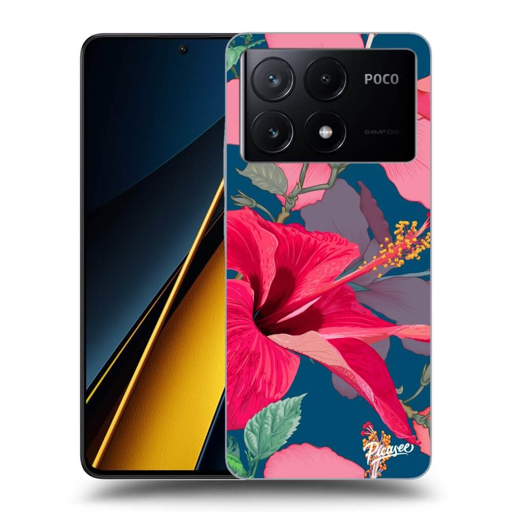 Xiaomi Poco X6 Pro Hülle - Transparentes Silikon - Hibiscus