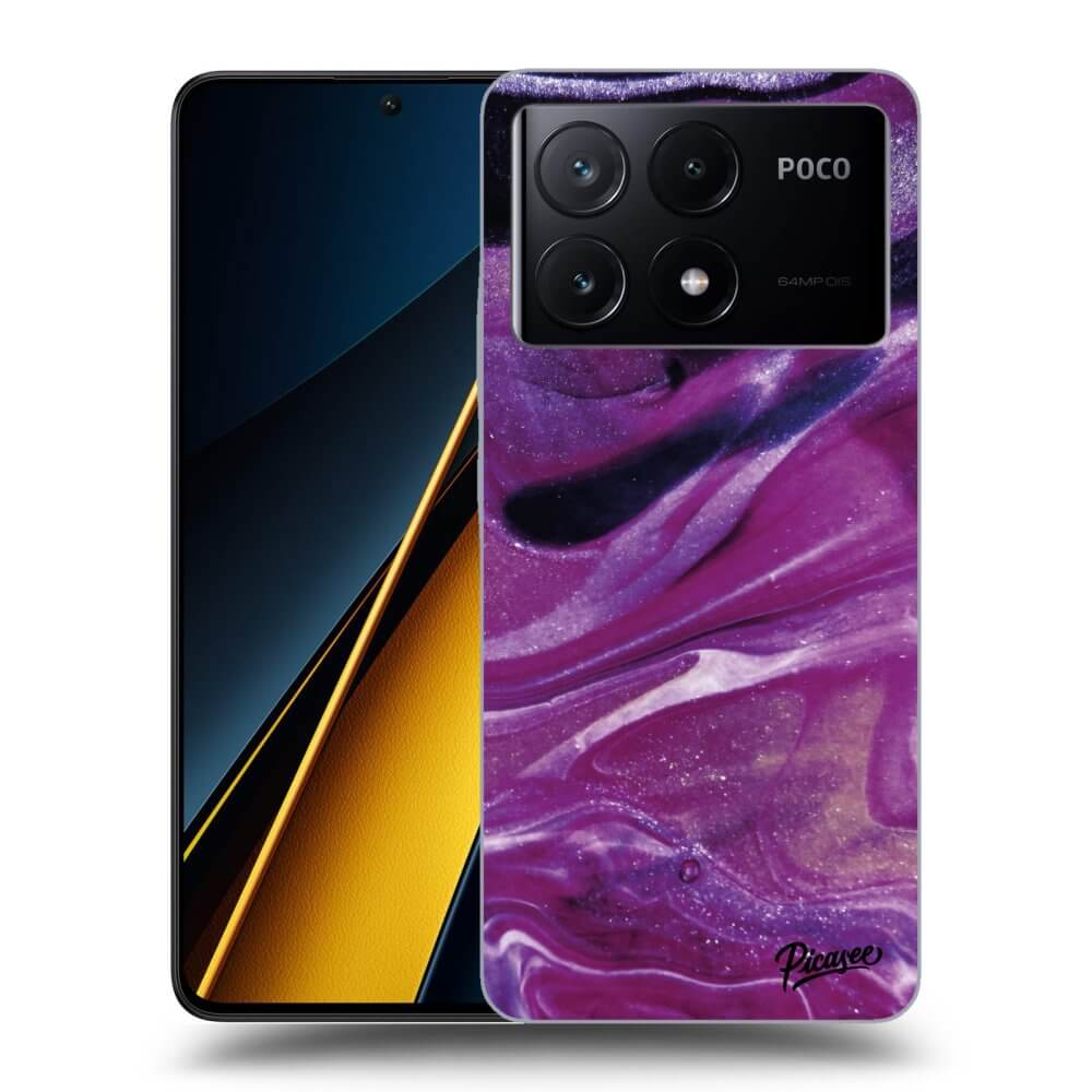 Xiaomi Poco X6 Pro Hülle - Transparentes Silikon - Purple Glitter