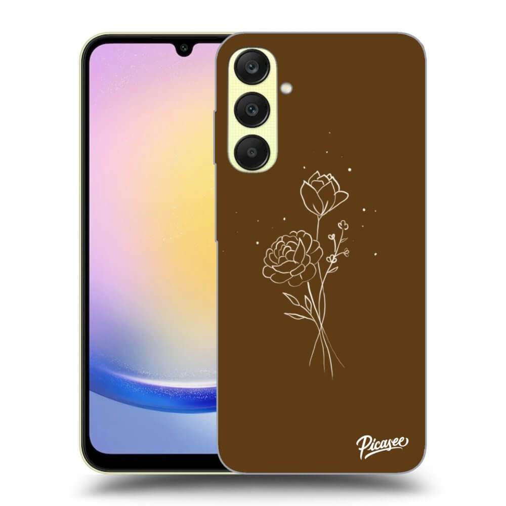 Samsung Galaxy A25 A256B 5G Hülle - Transparentes Silikon - Brown Flowers