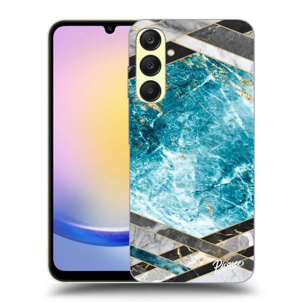 Samsung Galaxy A25 A256B 5G Hülle - Schwarzes Silikon - Blue Geometry