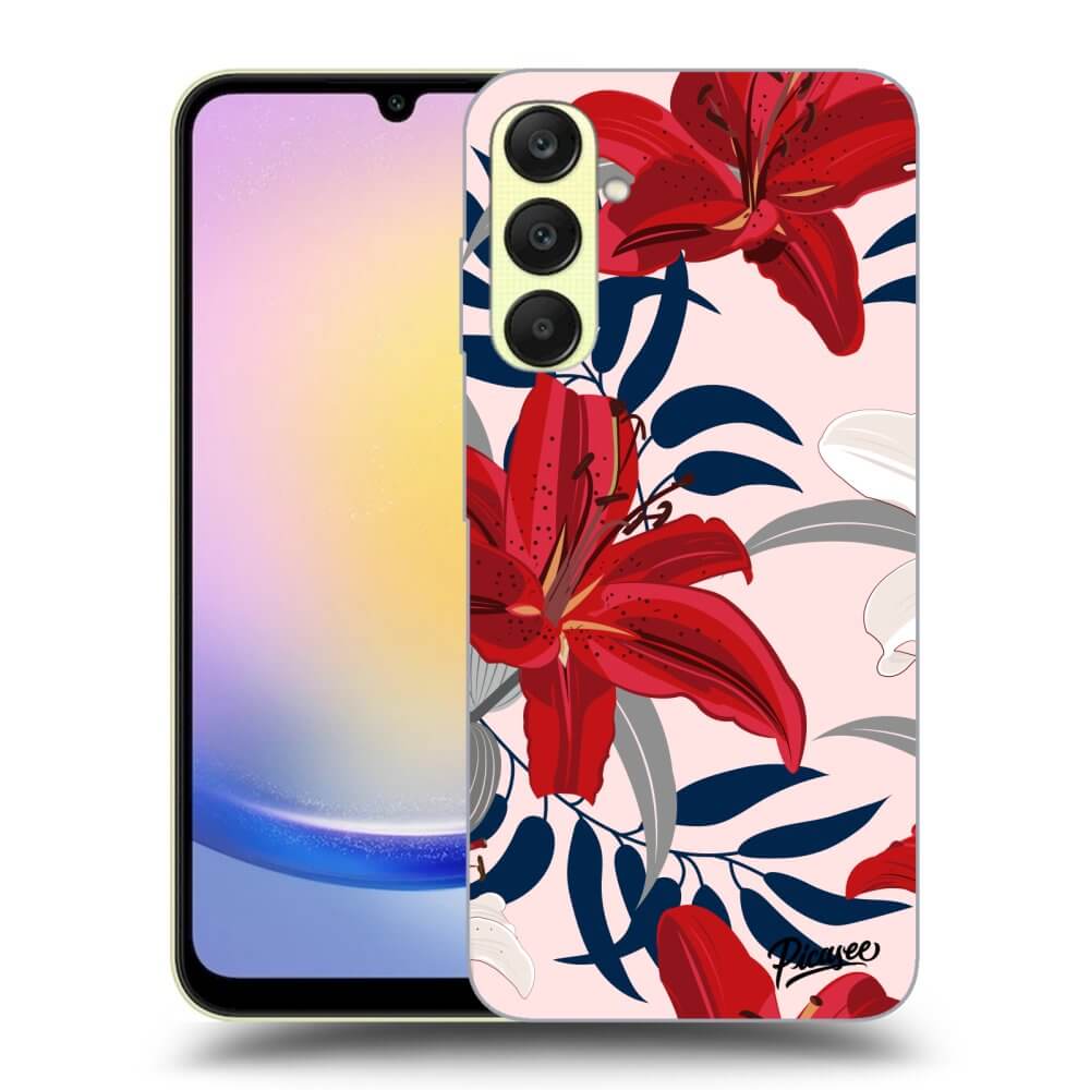 Samsung Galaxy A25 A256B 5G Hülle - Transparentes Silikon - Red Lily