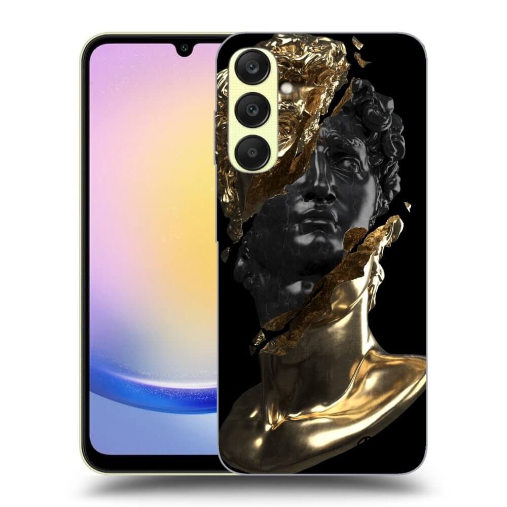 Samsung Galaxy A25 A256B 5G Hülle - Schwarzes Silikon - Gold - Black