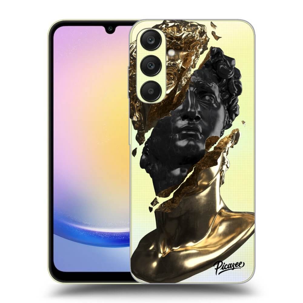 Samsung Galaxy A25 A256B 5G Hülle - Transparentes Silikon - Gold - Black