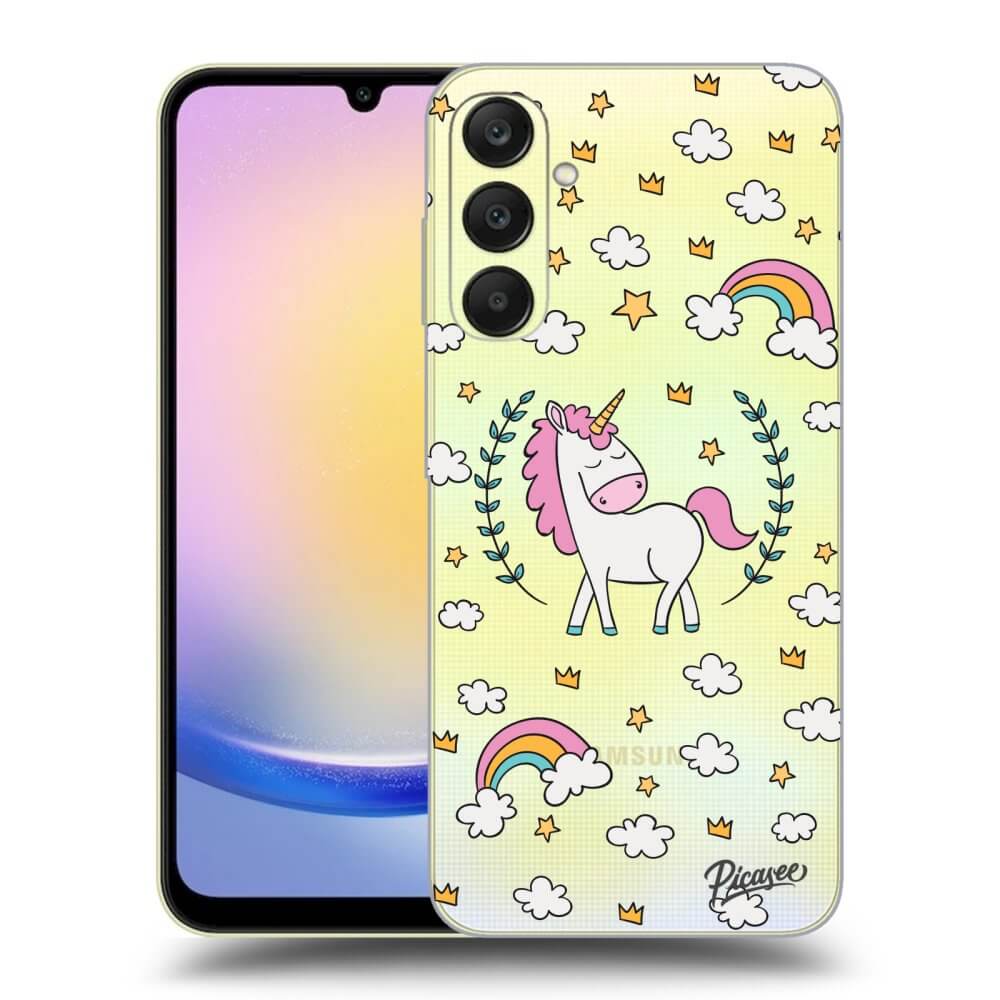 Samsung Galaxy A25 A256B 5G Hülle - Transparentes Silikon - Einhorn Sternenhimmel