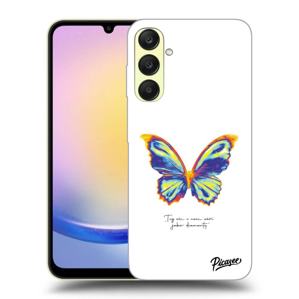 Samsung Galaxy A25 A256B 5G Hülle - Schwarzes Silikon - Diamanty White