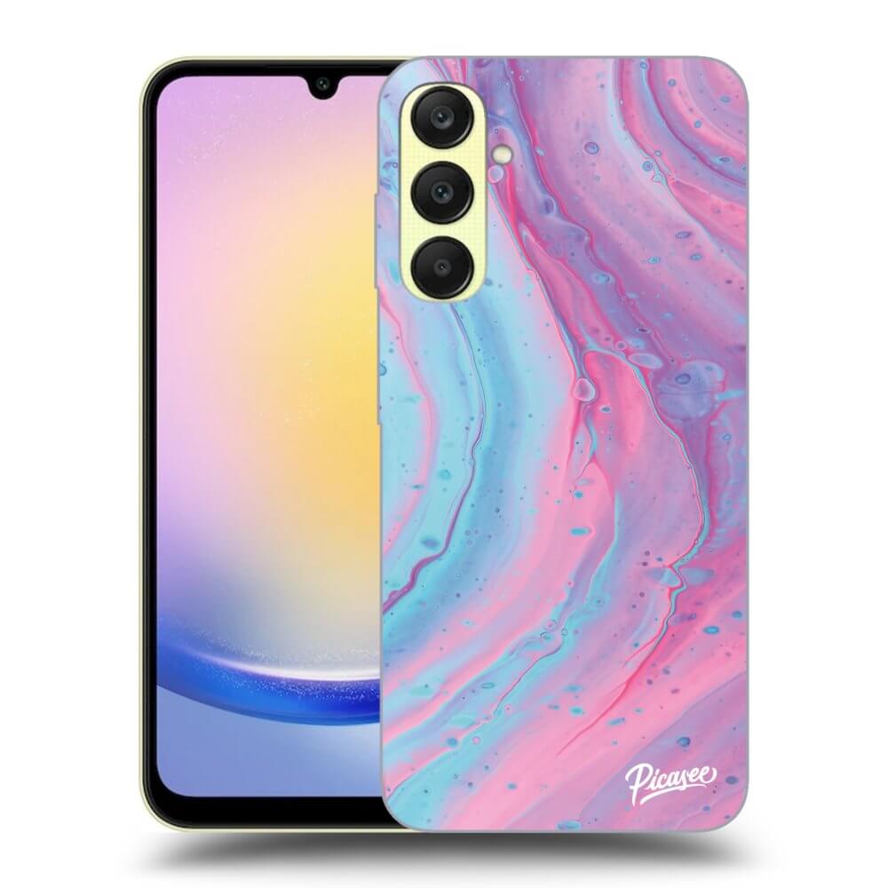 Samsung Galaxy A25 A256B 5G Hülle - Schwarzes Silikon - Pink Liquid