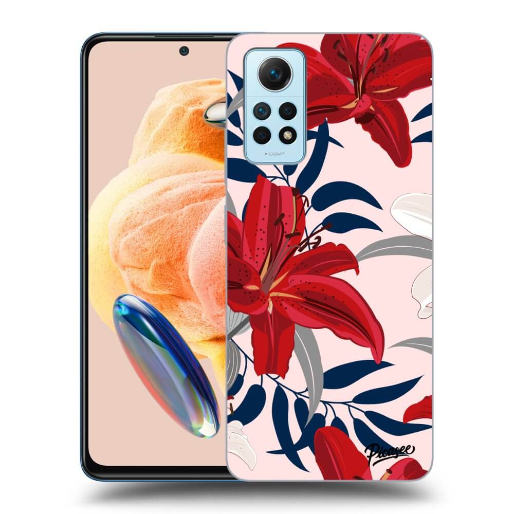 Xiaomi Redmi Note 12 Pro 4G Hülle - Schwarzes Silikon - Red Lily