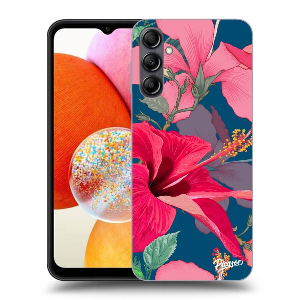 Samsung Galaxy A15 A155F 4G Hülle - Schwarzes Silikon - Hibiscus