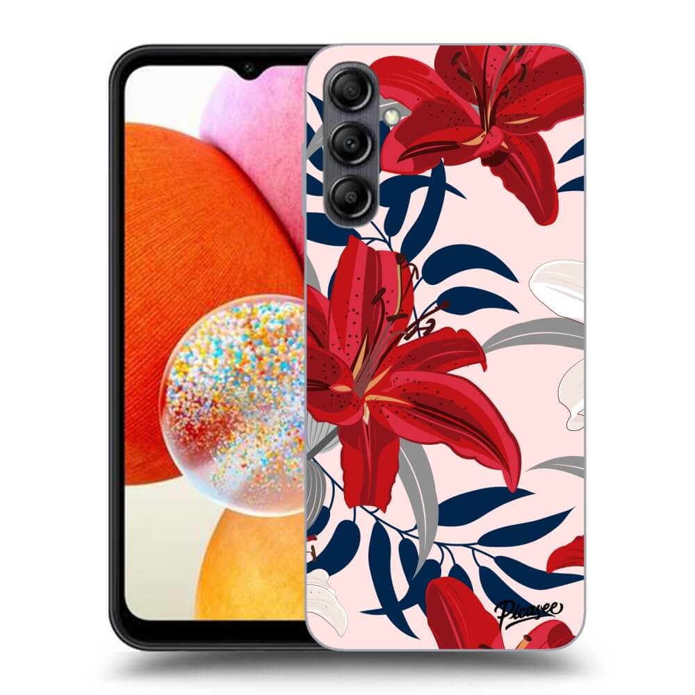 Samsung Galaxy A15 A155F 4G Hülle - Schwarzes Silikon - Red Lily