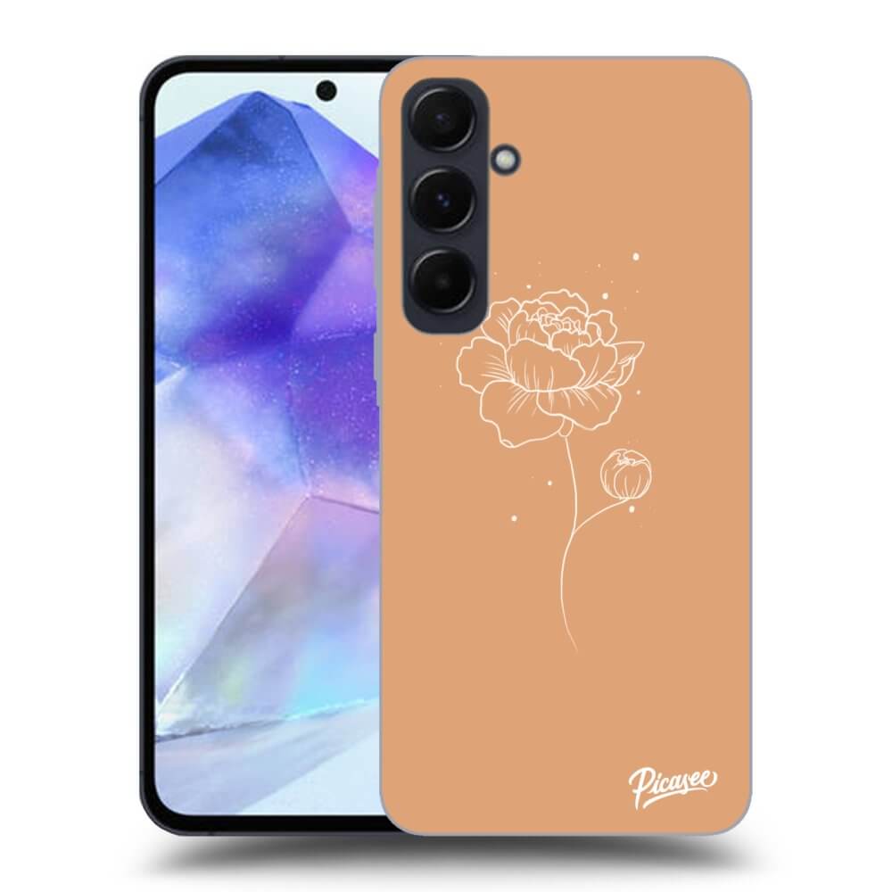 Samsung Galaxy A55 5G A556B Hülle - Schwarzes Silikon - Peonies