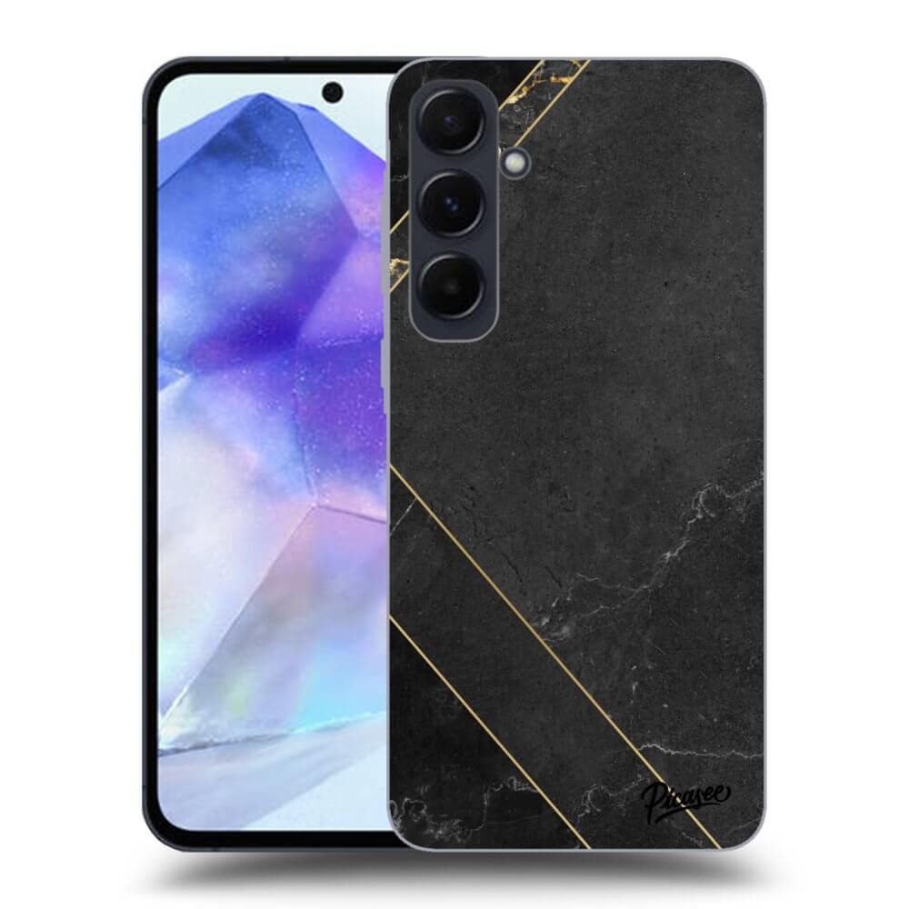 Samsung Galaxy A55 5G A556B Hülle - Schwarzes Silikon - Black Tile