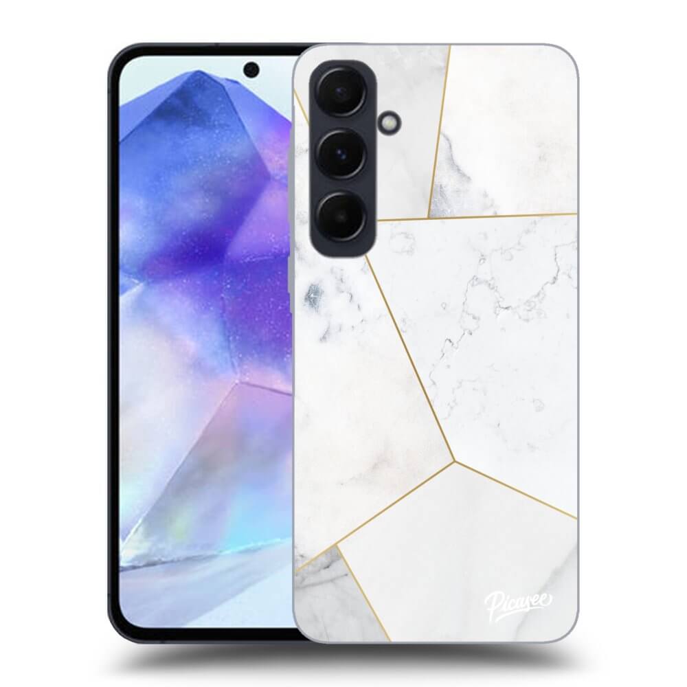 Samsung Galaxy A55 5G A556B Hülle - Schwarzes Silikon - White Tile