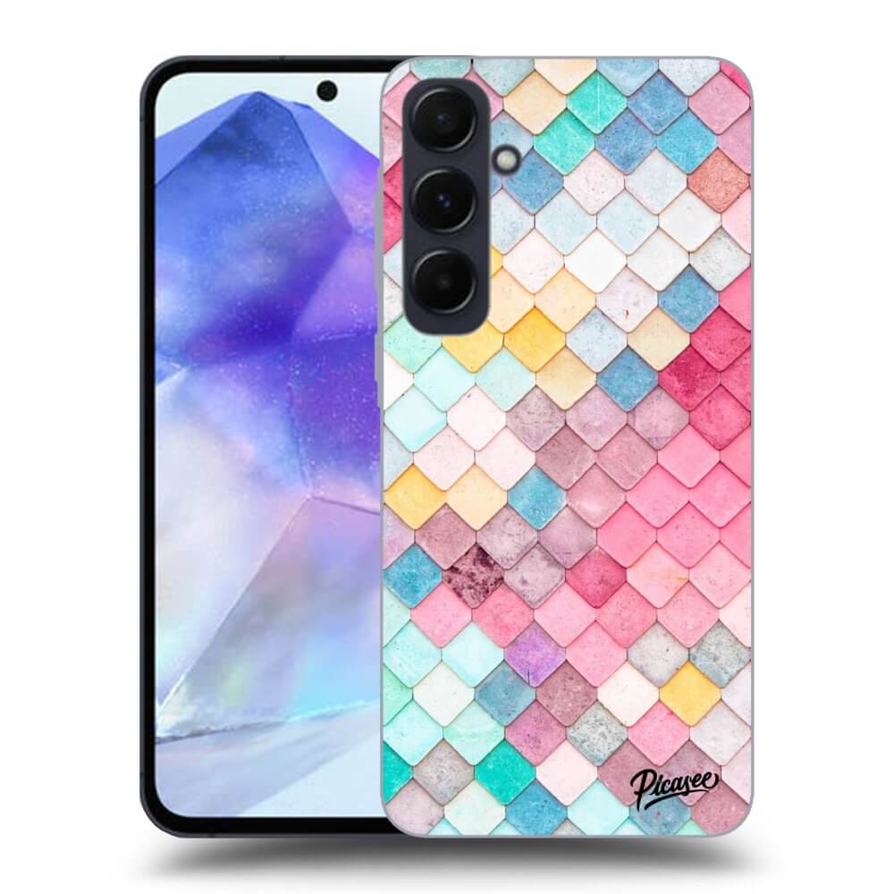 Samsung Galaxy A55 5G A556B Hülle - Transparentes Silikon - Farbiges Dach