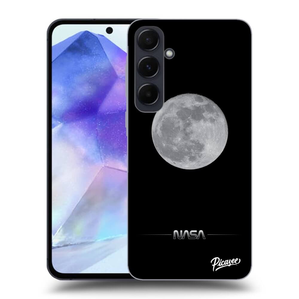 Samsung Galaxy A55 5G A556B Hülle - Schwarzes Silikon - Moon Minimal