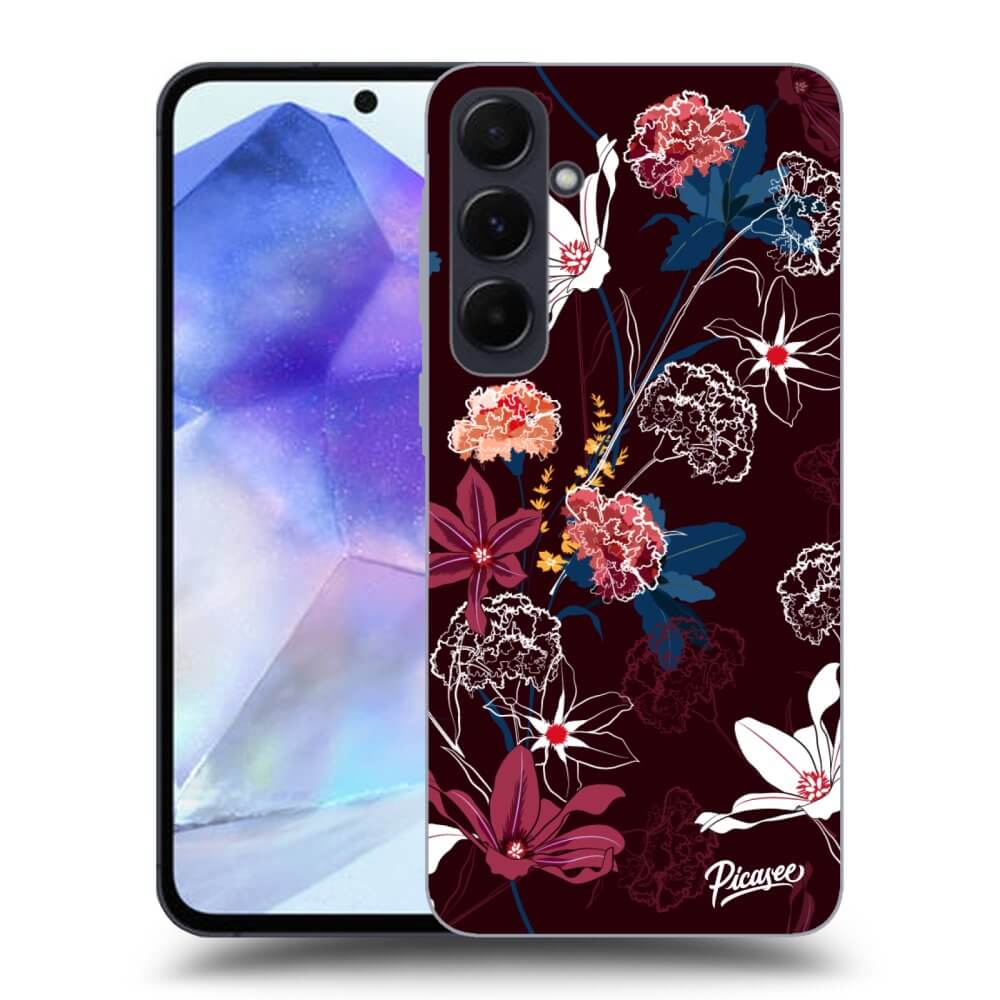 Samsung Galaxy A55 5G A556B Hülle - Schwarzes Silikon - Dark Meadow