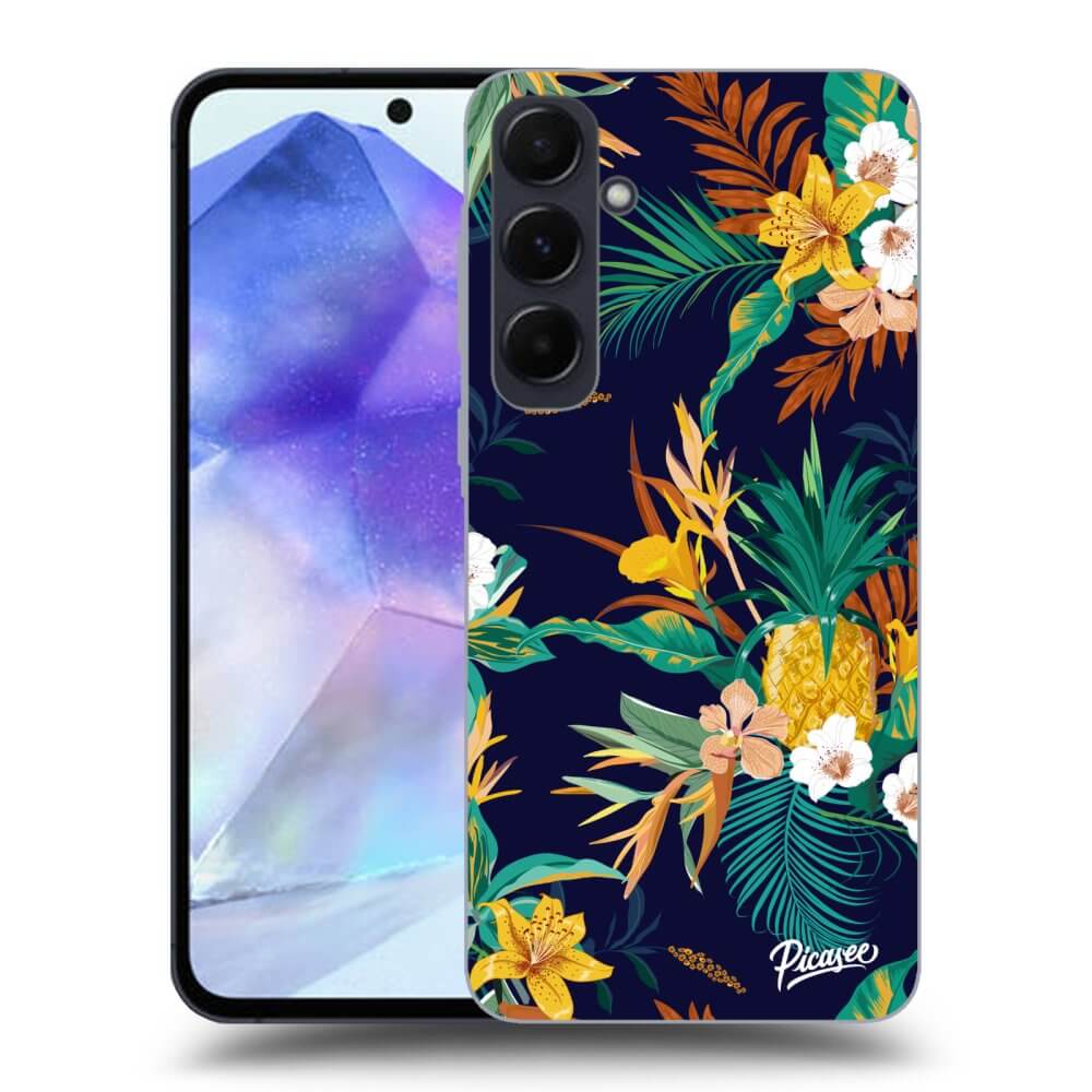 Samsung Galaxy A55 5G A556B Hülle - Schwarzes Silikon - Pineapple Color