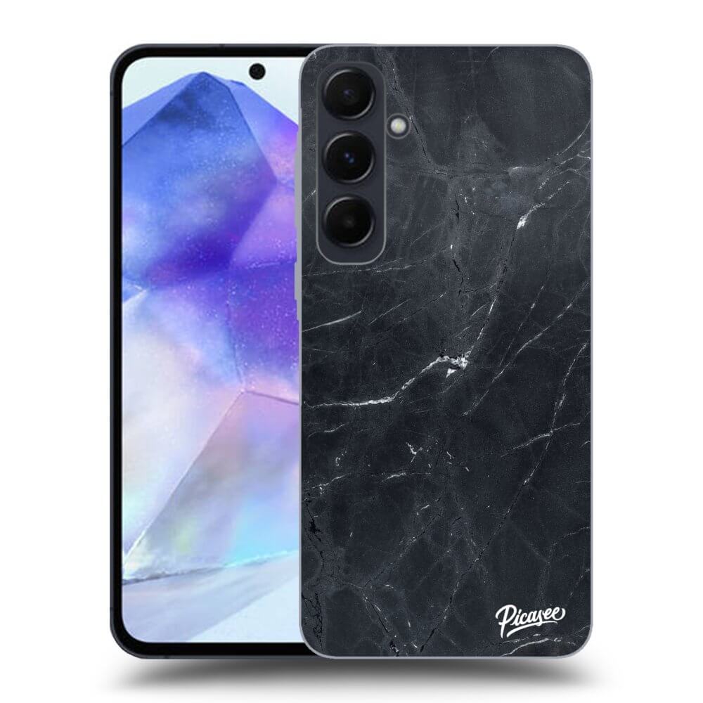 Samsung Galaxy A55 5G A556B Hülle - Schwarzes Silikon - Black Marble