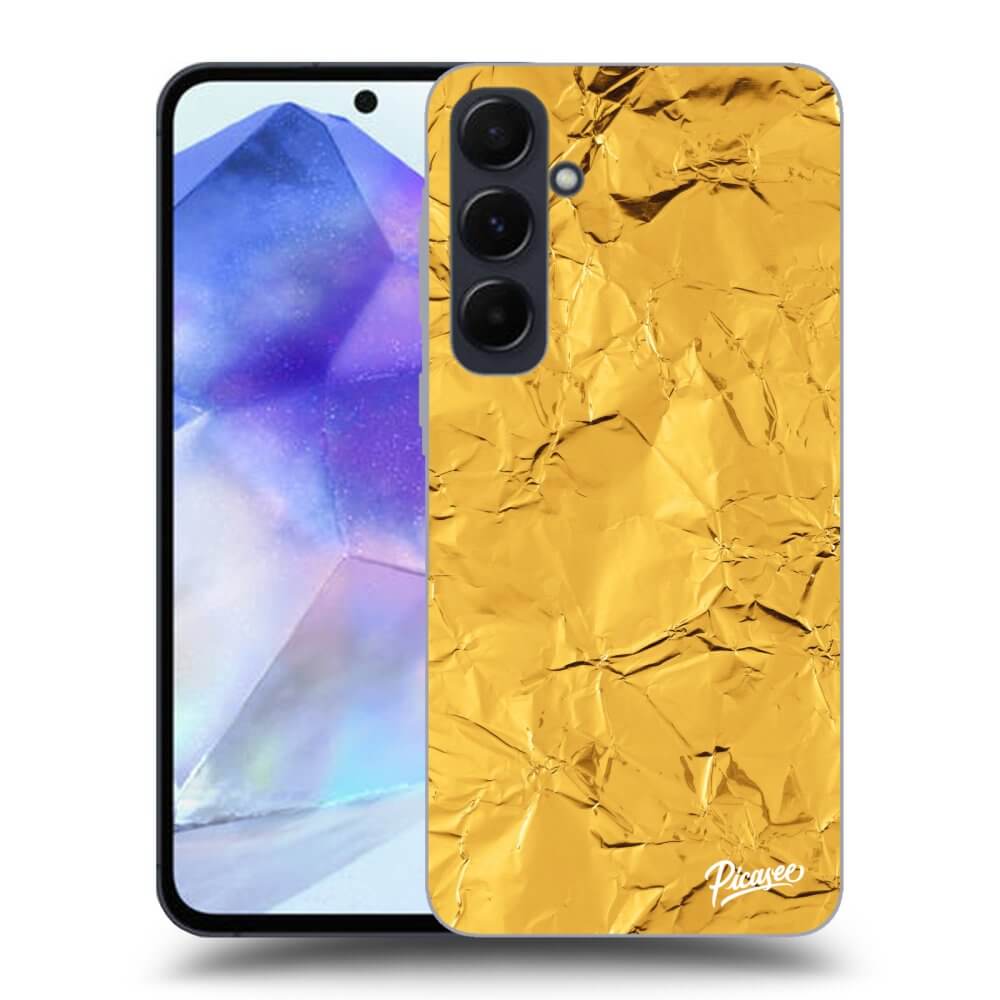 Samsung Galaxy A55 5G A556B Hülle - Schwarzes Silikon - Gold