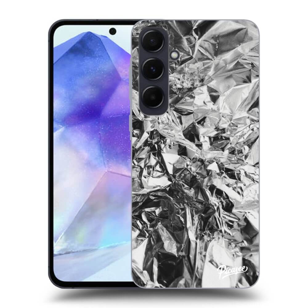 Samsung Galaxy A55 5G A556B Hülle - Schwarzes Silikon - Chrome