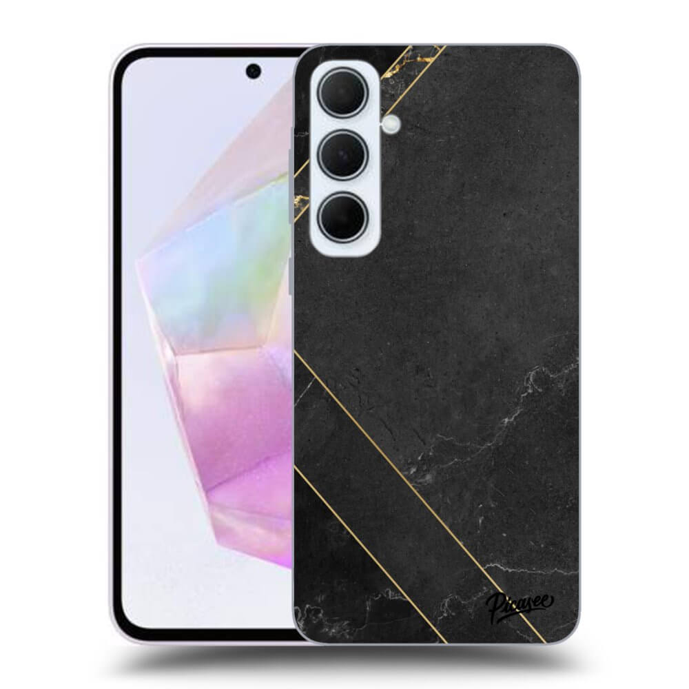 Samsung Galaxy A35 5G A356B Hülle - Transparentes Silikon - Black Tile