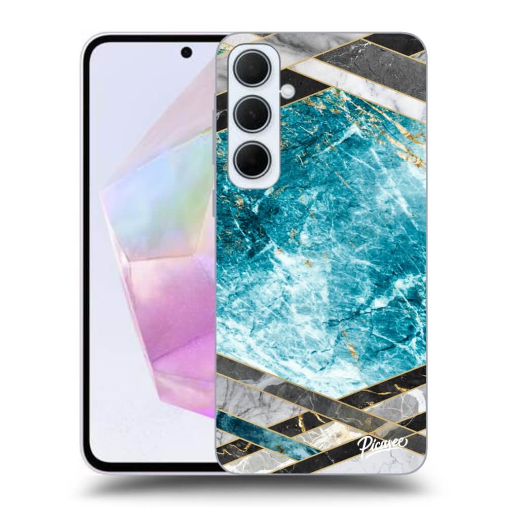 Samsung Galaxy A35 5G A356B Hülle - Transparentes Silikon - Blue Geometry