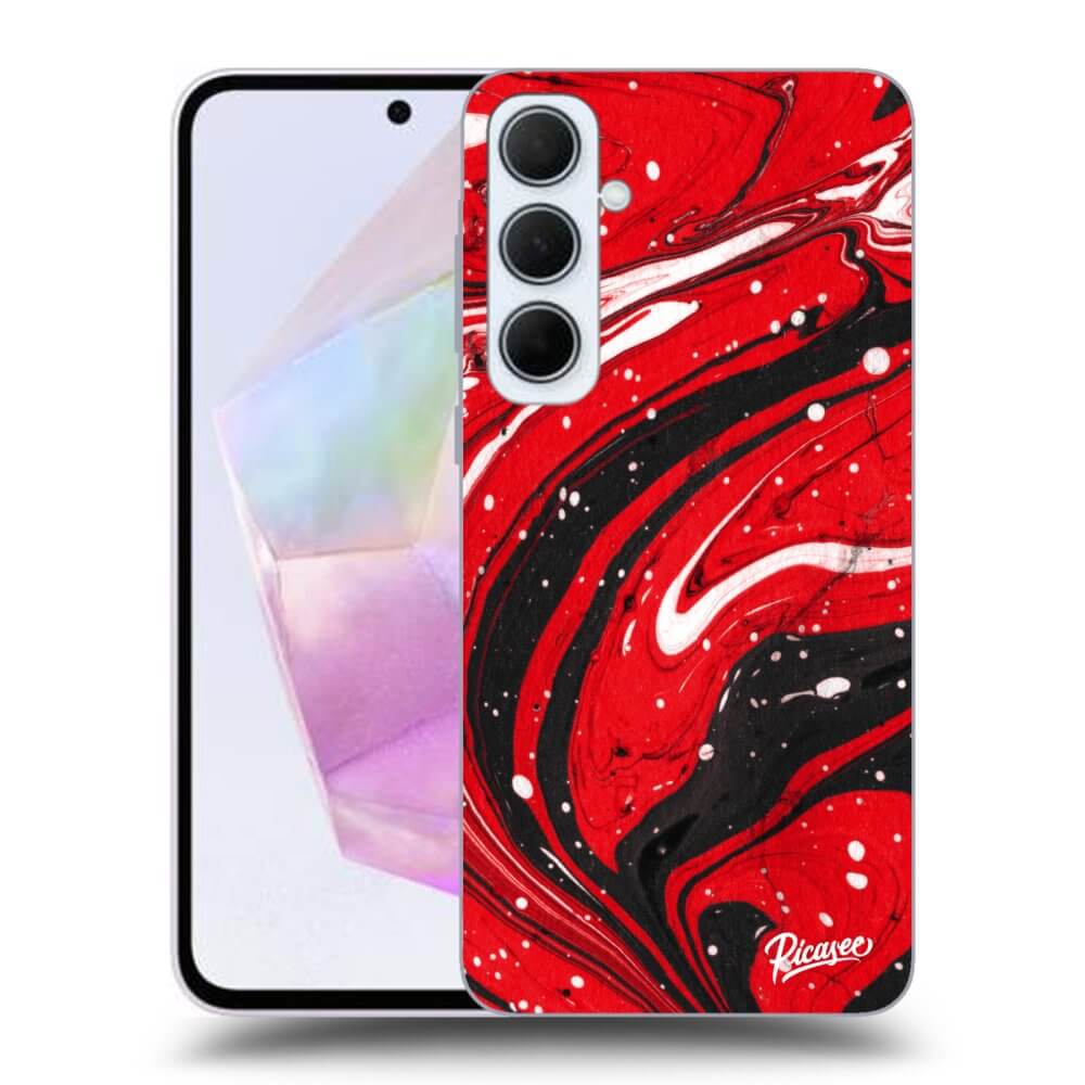 Samsung Galaxy A35 5G A356B Hülle - Transparentes Silikon - Red Black