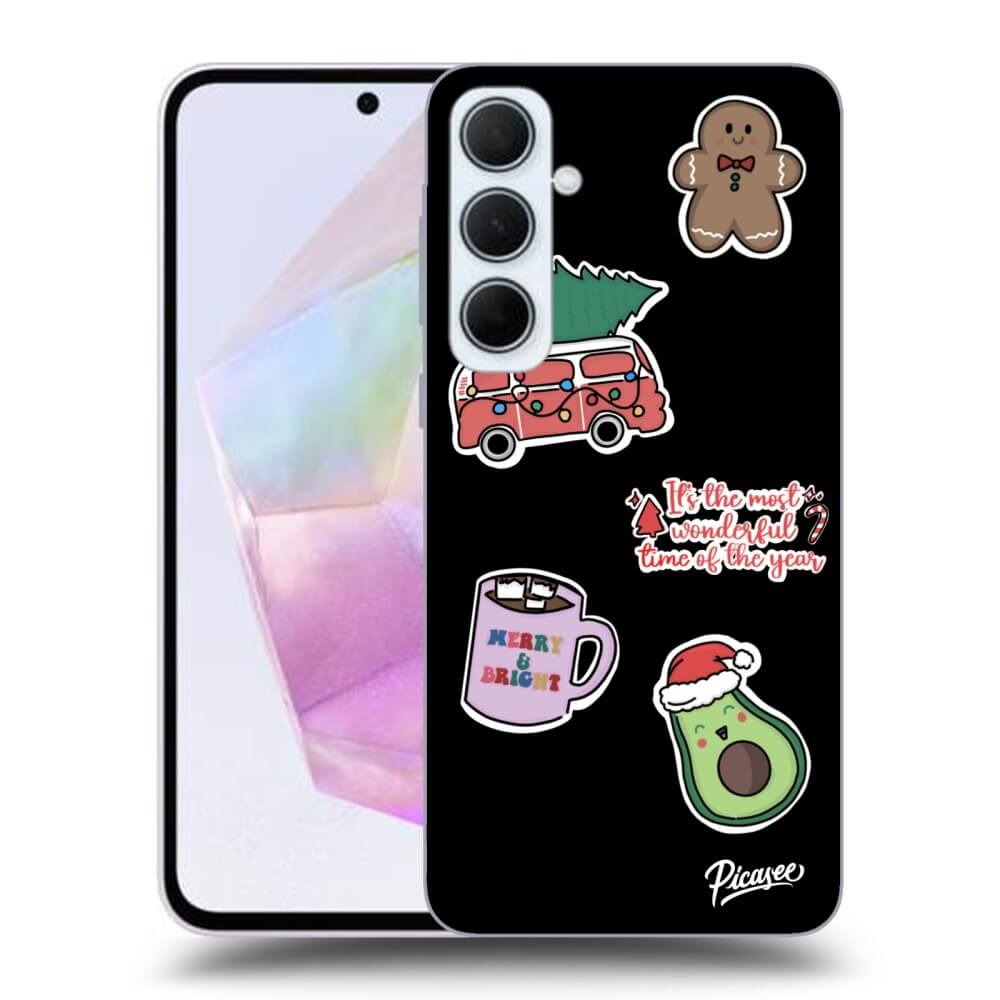 Samsung Galaxy A35 5G A356B Hülle - Schwarzes Silikon - Christmas Stickers