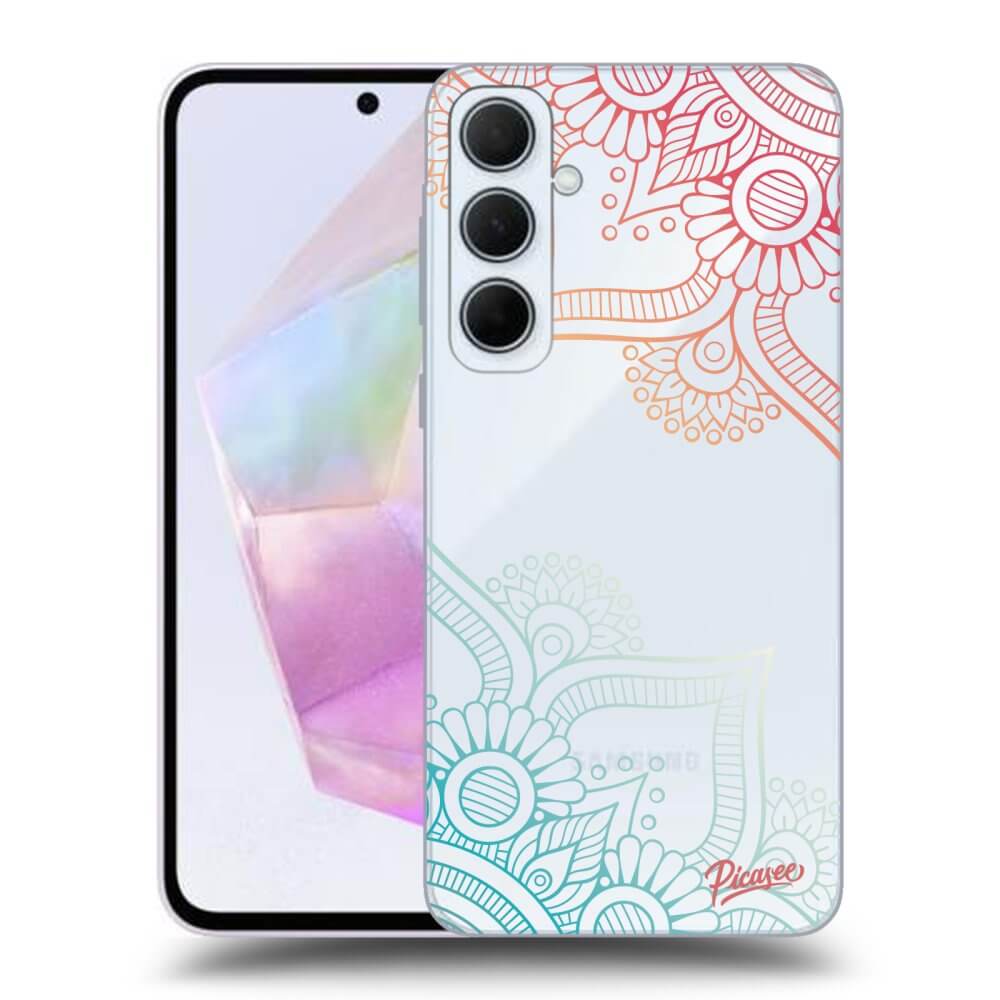 Samsung Galaxy A35 5G A356B Hülle - Transparentes Silikon - Blumenmuster