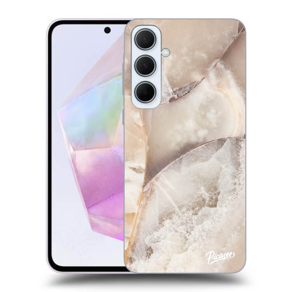 Samsung Galaxy A35 5G A356B Hülle - Transparentes Silikon - Cream Marble