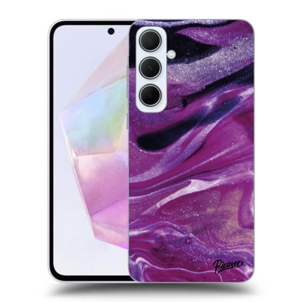 Samsung Galaxy A35 5G A356B Hülle - Transparentes Silikon - Purple Glitter