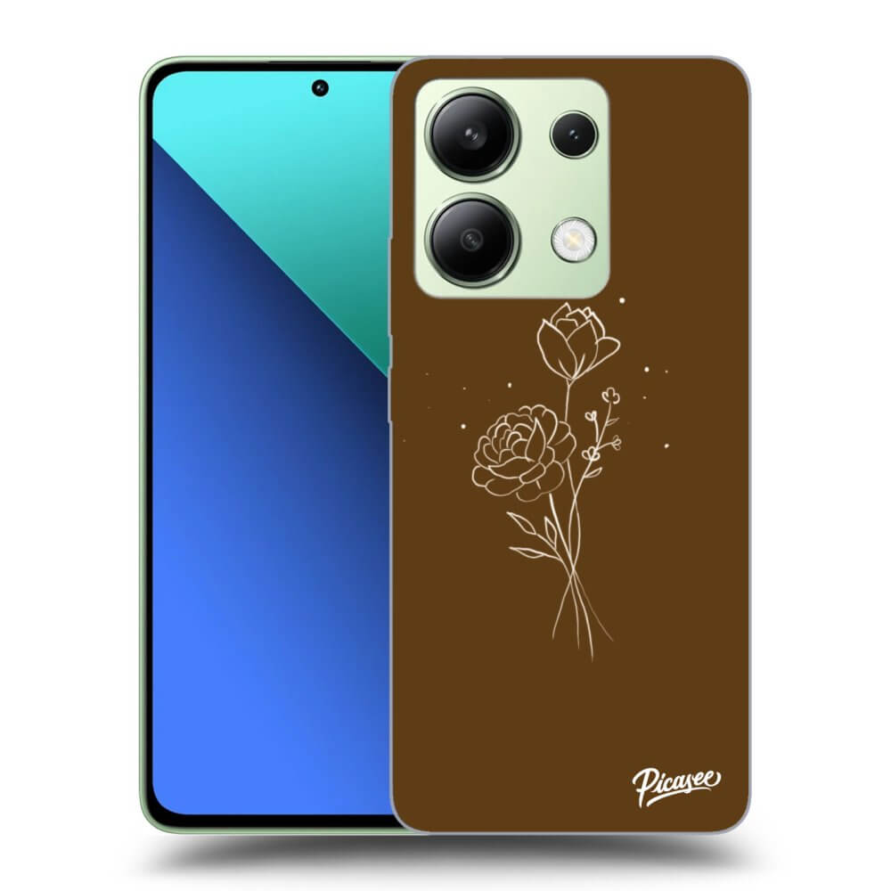 Xiaomi Redmi Note 13 4G Hülle - Transparentes Silikon - Brown Flowers