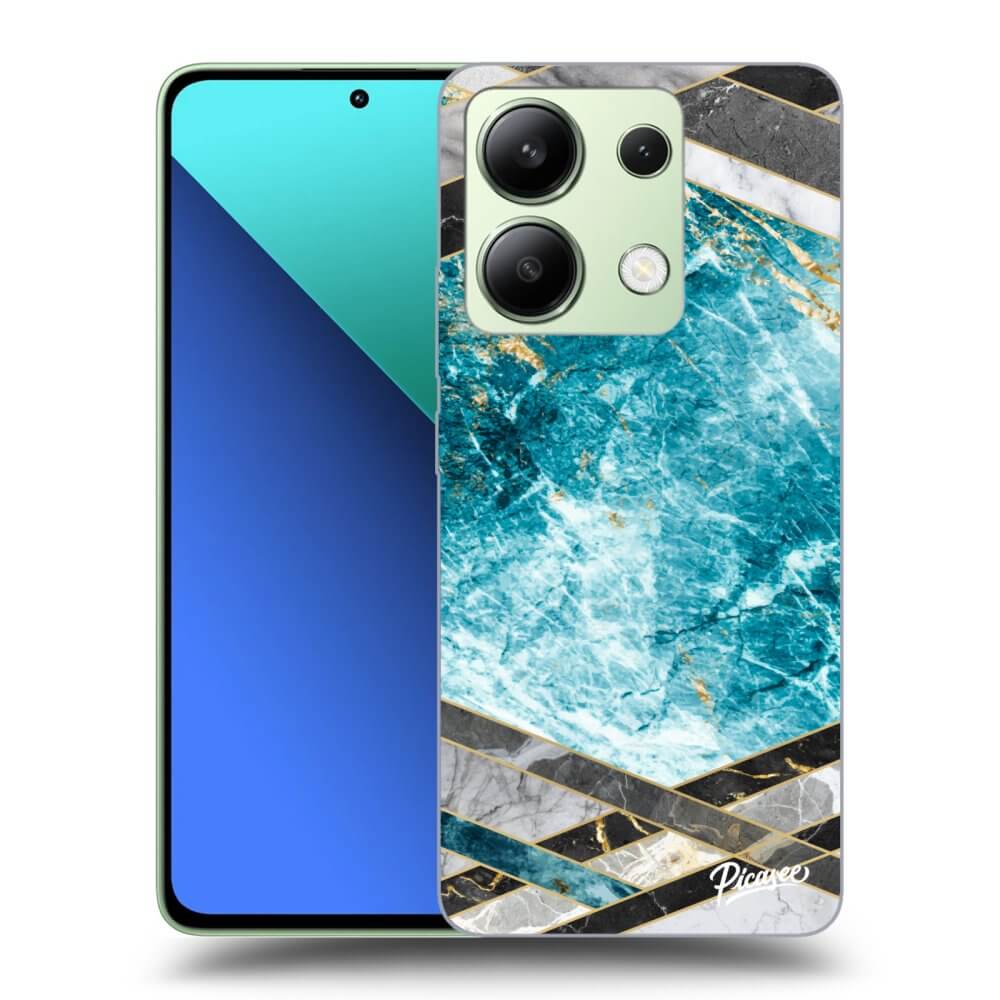 Xiaomi Redmi Note 13 4G Hülle - Schwarzes Silikon - Blue Geometry