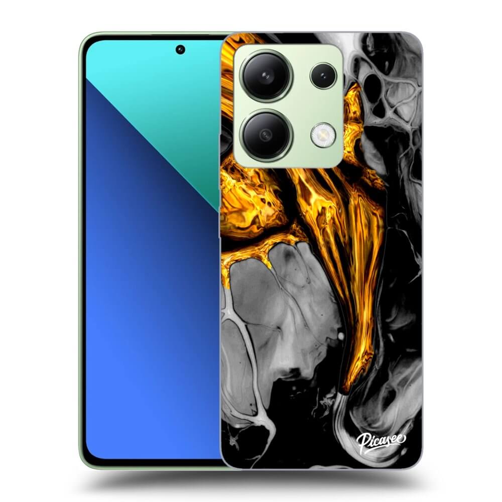 Xiaomi Redmi Note 13 4G Hülle - Transparentes Silikon - Black Gold