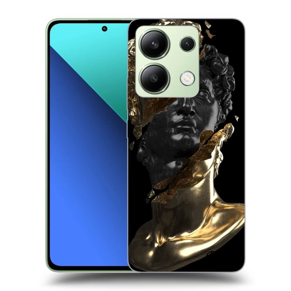 Xiaomi Redmi Note 13 4G Hülle - Schwarzes Silikon - Gold - Black