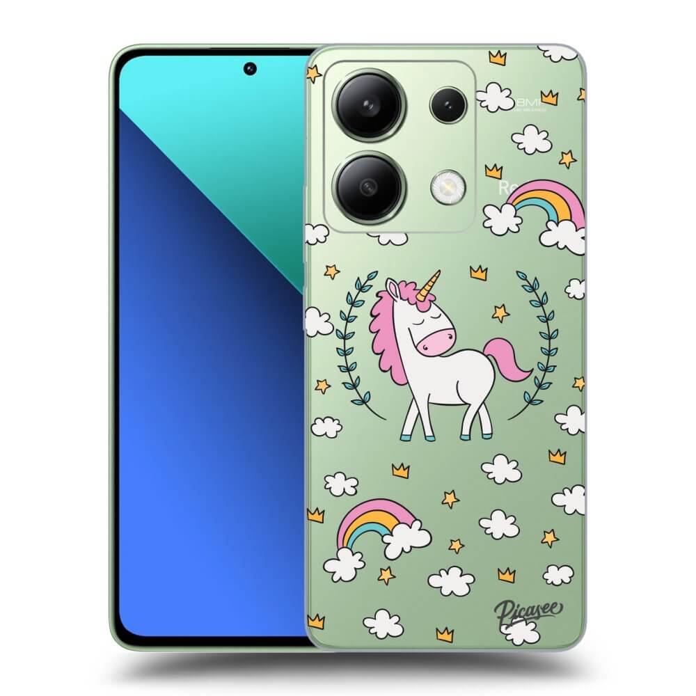 Xiaomi Redmi Note 13 4G Hülle - Transparentes Silikon - Einhorn Sternenhimmel