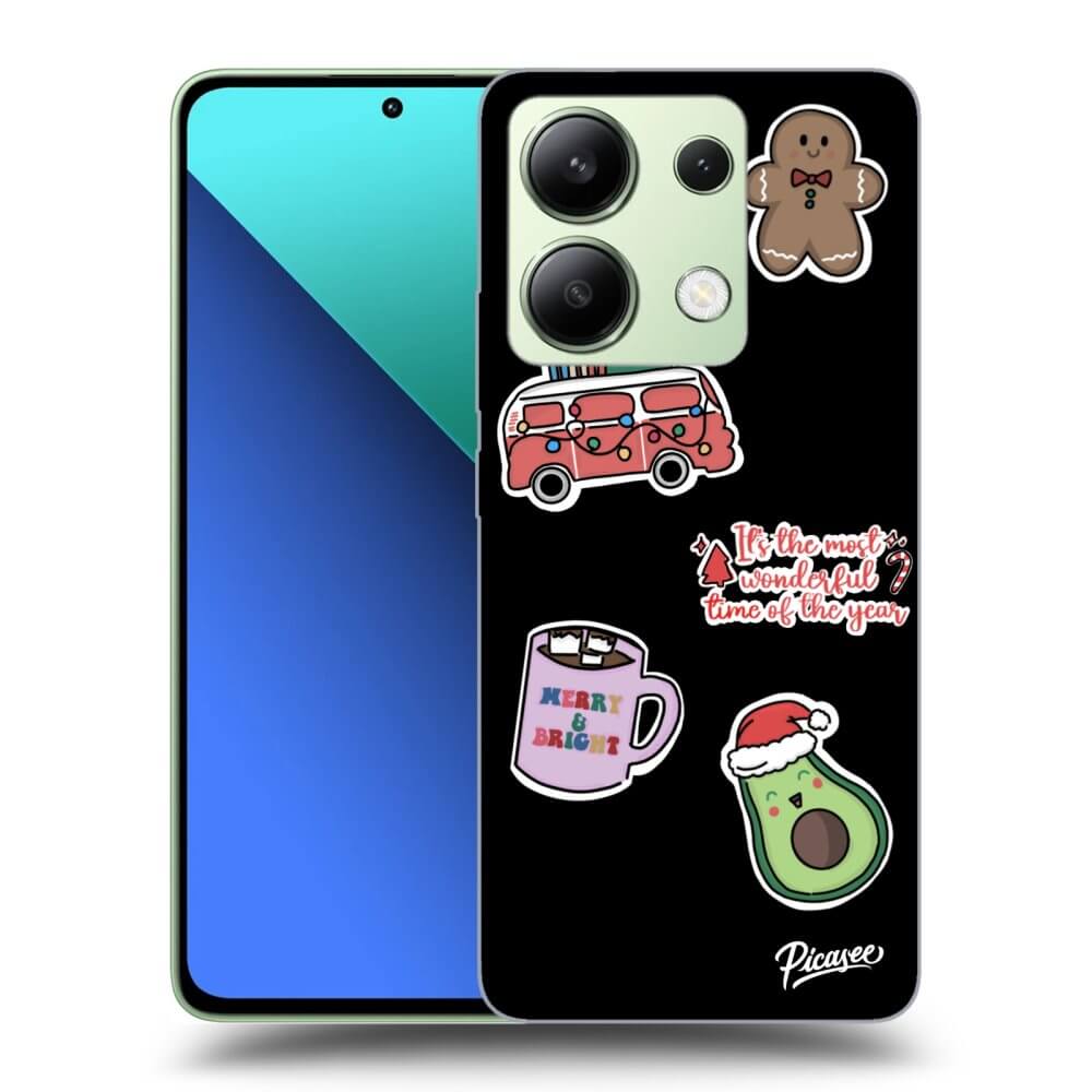 Xiaomi Redmi Note 13 4G Hülle - Schwarzes Silikon - Christmas Stickers