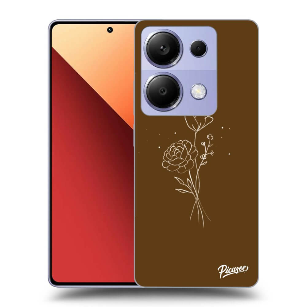 Xiaomi Redmi Note 13 Pro 4G Hülle - Schwarzes Silikon - Brown Flowers