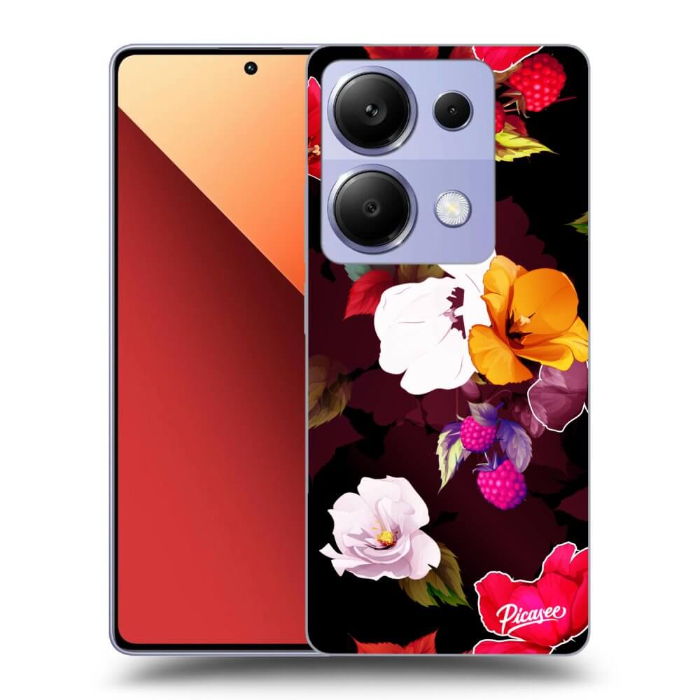 Xiaomi Redmi Note 13 Pro 4G Hülle - Schwarzes Silikon - Flowers And Berries